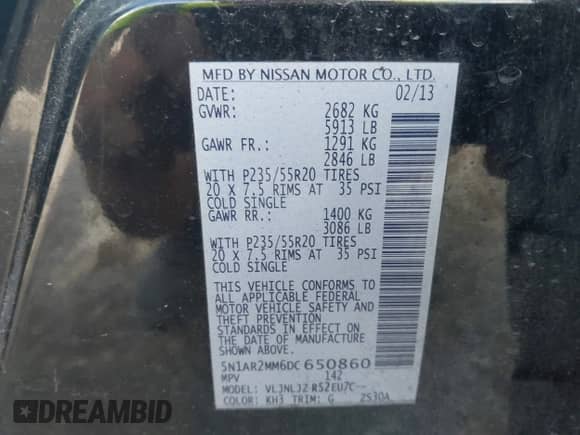 2013 Nissan Pathfinder S с VIN 5N1AR2MM6DC650860, выставлен на аукционе IAAI как лот 43297888 с пробегом 84 184 миль миль и . История ставок и продаж доступна на DreamBid. Изображение 9.