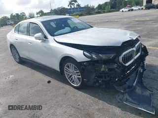 2025 BMW 5 Series 530i with VIN WBA43FJ08SCU57776, listed as a IAAI auction lot 42757797 with 7,477 mi miles and . Bid and sale history available at DreamBid. Image 1.