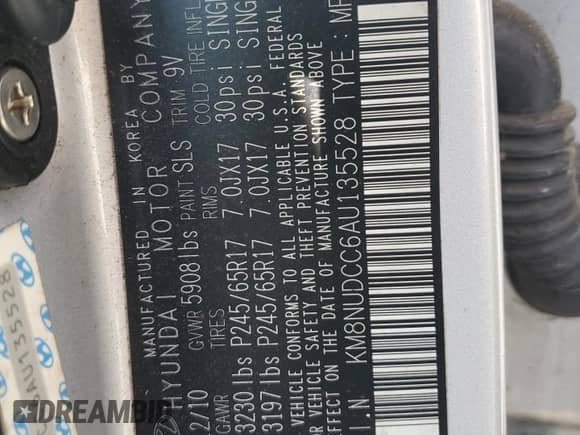 2010 Hyundai Veracruz Limited с VIN KM8NUDCC6AU135528, выставлен на аукционе Copart как лот 64490955 с пробегом 118 244 миль миль и Списание • Salvage title. История ставок и продаж доступна на DreamBid. Изображение 13.
