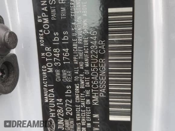 2015 Hyundai Veloster z VIN KMHTC6AD5FU223446, wystawiony jako Copart lot #69798925 z przebiegiem 81 772 mil mil oraz Szkoda całkowita • Salvage title. Historia ofert i sprzedaży dostępna na DreamBid. Obrazek 12.