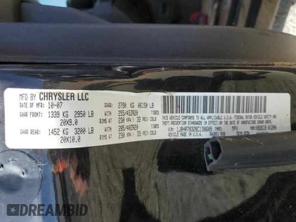 2008 Jeep Grand Cherokee SRT-8 z VIN 1J8HR78328C138609, wystawiony jako Copart lot #75389454 z przebiegiem 125 550 mil mil oraz Nie do naprawy • Non repairable. Historia ofert i sprzedaży dostępna na DreamBid. Obrazek 14.