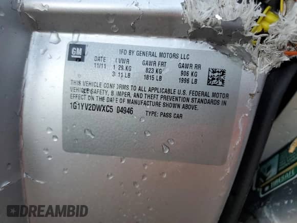 2012 Chevrolet Corvette Z16 Grand Sport 2LT z VIN 1G1YV2DWXC5104946, wystawiony jako Copart lot #88061505 z przebiegiem Nie podano mil oraz Nie do naprawy • Non repairable. Historia ofert i sprzedaży dostępna na DreamBid. Obrazek 12.