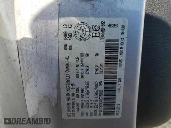 2005 Dodge 2500 SLT with VIN 3D7KS28CX5G790851, listed as a Copart auction lot 86190345 with Not provided miles and Clean title. Bid and sale history available at DreamBid. Image 12.