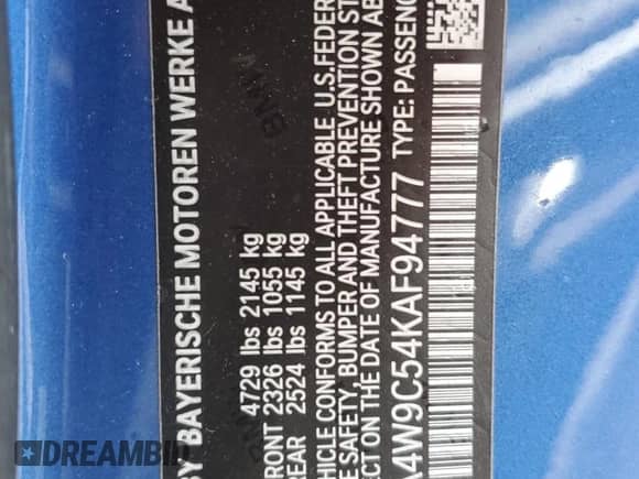 2019 BMW 4 Series 440i xDrive with VIN WBA4W9C54KAF94777, listed as a Copart auction lot 58864545 with 57,584 mi miles and Salvage title. Bid and sale history available at DreamBid. Image 13.