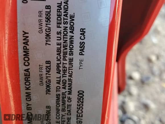 2014 Chevrolet Spark LT with VIN KL8CD6S97EC552500, listed as a Copart auction lot 85641465 with 129,542 mi miles and Salvage title. Bid and sale history available at DreamBid. Image 12.