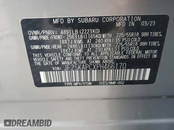 2023 Subaru Forester Limited z VIN JF2SKAPCXPH466170, wystawiony jako Copart lot #69544175 z przebiegiem 29 221 mil mil oraz Szkoda całkowita • Salvage title. Historia ofert i sprzedaży dostępna na DreamBid. Obrazek 13.