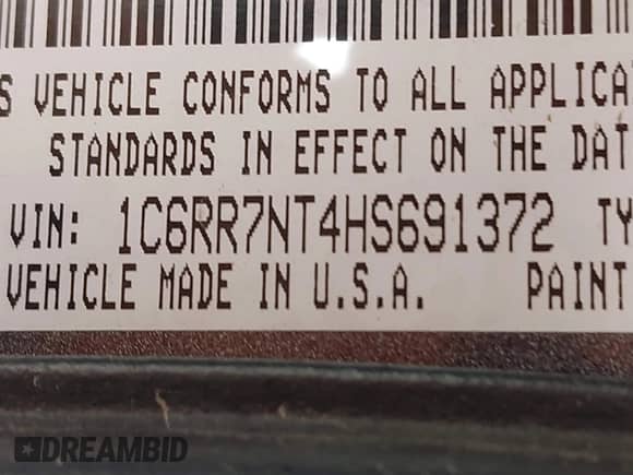 2017 Ram 1500 Laramie z VIN 1C6RR7NT4HS691372, wystawiony jako IAAI lot #42264467 z przebiegiem 135 395 mil mil oraz . Historia ofert i sprzedaży dostępna na DreamBid. Obrazek 9.