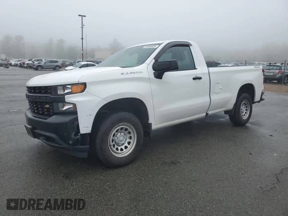2019 Chevrolet Silverado 1500 Work Truck z VIN 3GCNYAEH5KG171148, wystawiony jako Copart lot #60955625 z przebiegiem 81 070 mil mil oraz Szkoda całkowita • Salvage title. Historia ofert i sprzedaży dostępna na DreamBid. Obrazek 1.