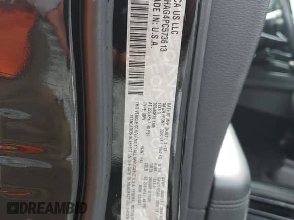 2023 Dodge Durango SXT Launch Edition with VIN 1C4RDHAG4PC573613, listed as a Copart auction lot 59862425 with 18,937 mi miles and Salvage title. Bid and sale history available at DreamBid. Image 14.