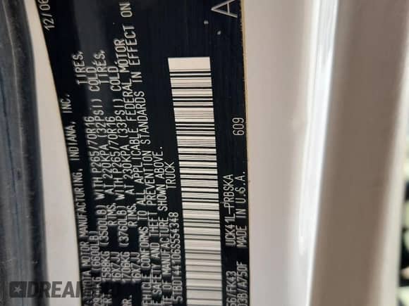 2006 Toyota Tundra SR5 с VIN 5TBDT44106S554348, выставлен на аукционе Copart как лот 81677095 с пробегом 205 293 миль миль и Списание • Salvage title. История ставок и продаж доступна на DreamBid. Изображение 12.