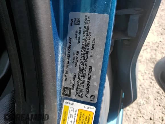 2021 Chevrolet Spark LS z VIN KL8CB6SA5MC706295, wystawiony jako Copart lot #70699195 z przebiegiem 48 127 mil mil oraz Szkoda całkowita • Salvage title. Historia ofert i sprzedaży dostępna na DreamBid. Obrazek 12.