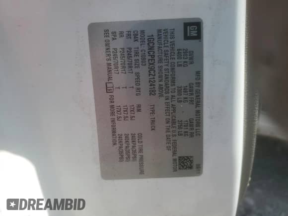 2012 Chevrolet Silverado 1500 Work Truck с VIN 1GCNCPEX9CZ124182, выставлен на аукционе Copart как лот 80572225 с пробегом 285 060 миль миль и Списание • Salvage title. История ставок и продаж доступна на DreamBid. Изображение 13.