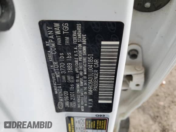 2020 Hyundai Venue SEL с VIN KMHRC8A31LU041851, выставлен на аукционе Copart как лот 71845085 с пробегом 40 098 миль миль и Списание • Salvage title. История ставок и продаж доступна на DreamBid. Изображение 14.