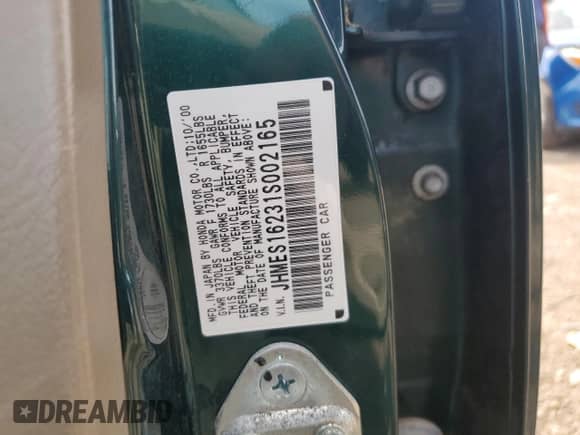 2001 Honda Civic с VIN JHMES16231S002165, выставлен на аукционе Copart как лот 56544965 с пробегом 103 142 миль миль и Списание • Salvage title. История ставок и продаж доступна на DreamBid. Изображение 12.