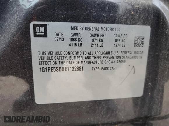 2014 Chevrolet Cruze 2LT с VIN 1G1PE5SBXE7132881, выставлен на аукционе Copart как лот 68329195 с пробегом 124 804 миль миль и Чистый • Clean title. История ставок и продаж доступна на DreamBid. Изображение 24.