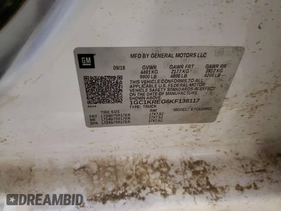 2019 Chevrolet Silverado 2500HD Work Truck z VIN 1GC1KREG6KF138117, wystawiony jako Copart lot #59977305 z przebiegiem 115 398 mil mil oraz Szkoda całkowita • Salvage title. Historia ofert i sprzedaży dostępna na DreamBid. Obrazek 12.