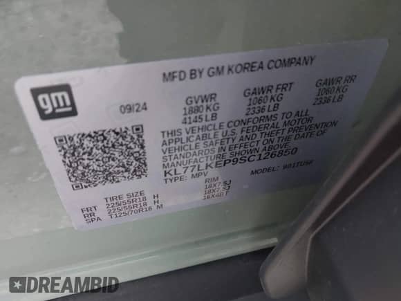 2025 Chevrolet Trax ACTIV z VIN KL77LKEP9SC126850, wystawiony jako IAAI lot #42187814 z przebiegiem 6 854 mil mil oraz . Historia ofert i sprzedaży dostępna na DreamBid. Obrazek 9.