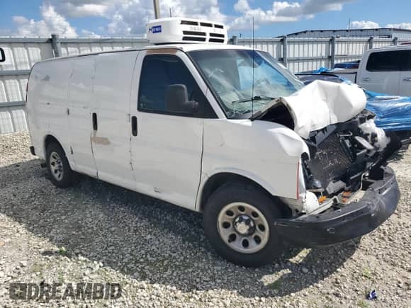 2014 Chevrolet Express Cargo with VIN 1GCSGAFX2E1125114, listed as a Copart auction lot 70080555 with Not provided miles and Salvage title. Bid and sale history available at DreamBid. Image 4.