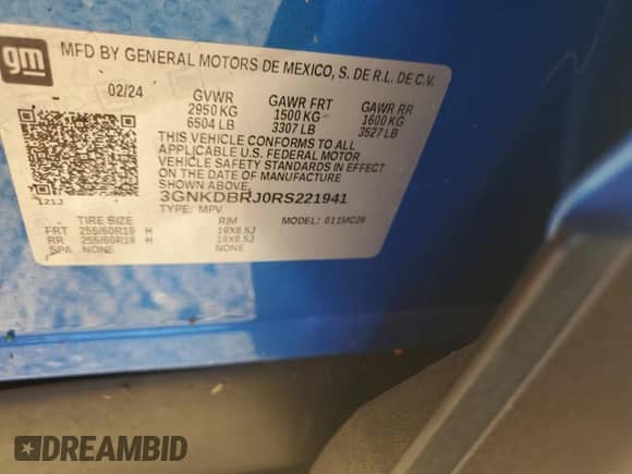 2024 Chevrolet Blazer EV eAWD LT с VIN 3GNKDBRJ0RS221941, выставлен на аукционе Copart как лот 73874794 с пробегом 8 118 миль миль и Списание • Salvage title. История ставок и продаж доступна на DreamBid. Изображение 14.