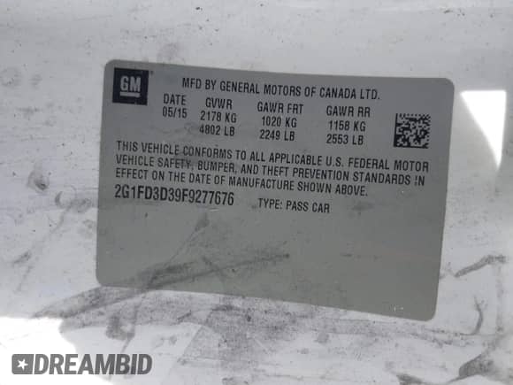 2015 Chevrolet Camaro LT с VIN 2G1FD3D39F9277676, выставлен на аукционе IAAI как лот 42889526 с пробегом 215 741 миль миль и . История ставок и продаж доступна на DreamBid. Изображение 9.