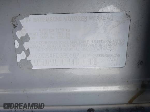 2015 BMW 4 Series 428i xDrive с VIN WBA4C9C54FD330582, выставлен на аукционе IAAI как лот 42135691 с пробегом 127 289 миль миль и . История ставок и продаж доступна на DreamBid. Изображение 9.