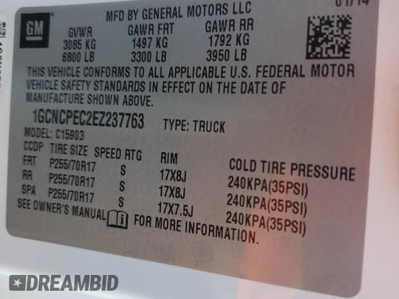 2014 Chevrolet Silverado 1500 Work Truck z VIN 1GCNCPEC2EZ237763, wystawiony jako Copart lot #42826575 z przebiegiem 154 698 mil mil oraz Szkoda całkowita • Salvage title. Historia ofert i sprzedaży dostępna na DreamBid. Obrazek 12.