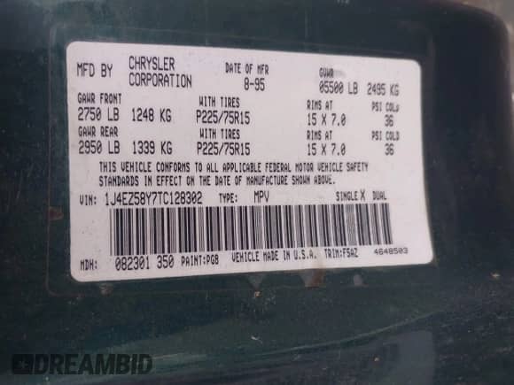 1996 Jeep Grand Cherokee with VIN 1J4EZ58Y7TC128302, listed as a IAAI auction lot 42643449 with 282,036 mi miles and . Bid and sale history available at DreamBid. Image 9.