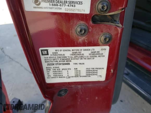 2004 Chevrolet Silverado 1500 LT с VIN 2GCEK13T241324489, выставлен на аукционе Copart как лот 80755585 с пробегом 226 719 миль миль и Списание • Salvage title. История ставок и продаж доступна на DreamBid. Изображение 12.