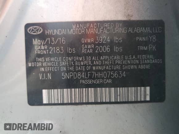 2017 Hyundai Elantra Value Edition with VIN 5NPD84LF7HH075634, listed as a Copart auction lot 85904035 with 144,306 mi miles and Clean title. Bid and sale history available at DreamBid. Image 13.