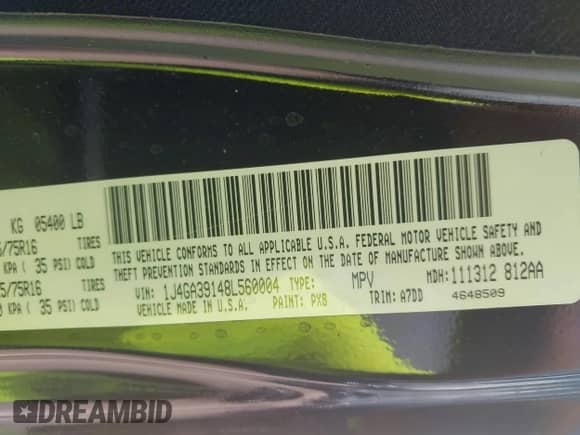 2008 Jeep Wrangler Unlimited X z VIN 1J4GA39148L560004, wystawiony jako IAAI lot #42523657 z przebiegiem 116 619 mil mil oraz . Historia ofert i sprzedaży dostępna na DreamBid. Obrazek 9.
