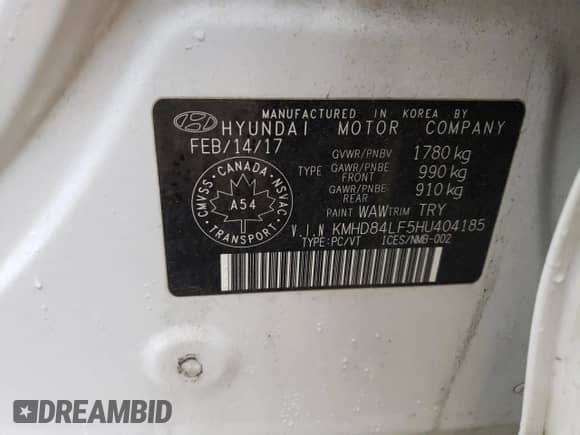 2017 Hyundai Elantra SE with VIN KMHD84LF5HU404185, listed as a Copart auction lot 54314665 with 238,834 mi miles and Clean title. Bid and sale history available at DreamBid. Image 12.