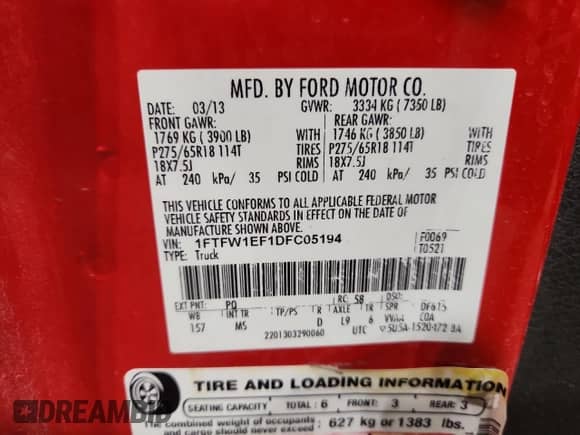 2013 Ford F-150 XL with VIN 1FTFW1EF1DFC05194, listed as a Copart auction lot 85645835 with 178,674 mi miles and Clean title. Bid and sale history available at DreamBid. Image 12.