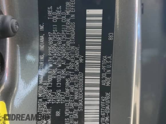 2011 Toyota Sienna с VIN 5TDKA3DC4BS008307, выставлен на аукционе Copart как лот 84420245 с пробегом 225 695 миль миль и Списание • Salvage title. История ставок и продаж доступна на DreamBid. Изображение 13.