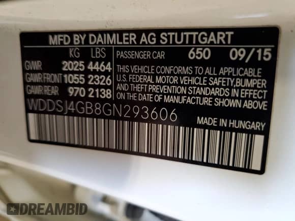 2016 Mercedes-Benz CLA 250 with VIN WDDSJ4GB8GN293606, listed as a Copart auction lot 82669255 with 250,185 mi miles and Clean title. Bid and sale history available at DreamBid. Image 12.