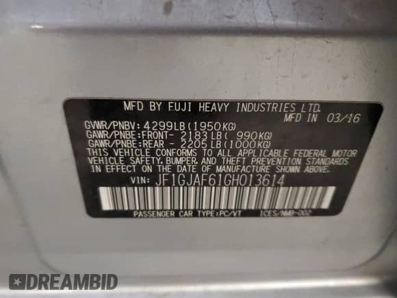 2016 Subaru Impreza Premium z VIN JF1GJAF61GH013614, wystawiony jako Copart lot #64470085 z przebiegiem 98 906 mil mil oraz Szkoda całkowita • Salvage title. Historia ofert i sprzedaży dostępna na DreamBid. Obrazek 13.