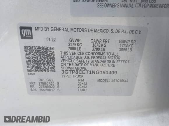 2022 GMC Sierra 1500 Elevation с VIN 3GTP8CET1NG180409, выставлен на аукционе IAAI как лот 42144324 с пробегом 72 000 миль миль и . История ставок и продаж доступна на DreamBid. Изображение 9.