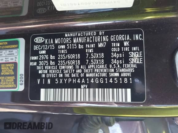 2016 Kia Sorento EX with VIN 5XYPH4A14GG145181, listed as a IAAI auction lot 42333687 with 140,787 mi miles and . Bid and sale history available at DreamBid. Image 9.