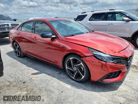 2021 Hyundai Elantra N Line z VIN KMHLR4AF4MU189694, wystawiony jako Copart lot #64980585 z przebiegiem 48 927 mil mil oraz Szkoda całkowita • Salvage title. Historia ofert i sprzedaży dostępna na DreamBid. Obrazek 4.