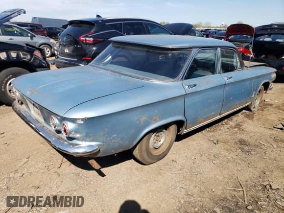 1962 Chevrolet Corvair with VIN 84844114NOV1N, listed as a Copart auction lot 84844114 with 88,760 mi miles and Non repairable. Bid and sale history available at DreamBid. Image 3.