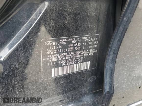 2015 Hyundai Elantra Limited с VIN KMHDH4AE9FU283667, выставлен на аукционе Copart как лот 85264175 с пробегом Не указан миль и Списание • Salvage title. История ставок и продаж доступна на DreamBid. Изображение 12.