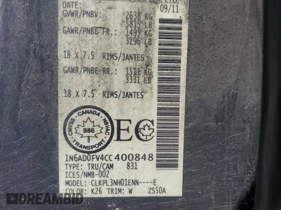 2012 Nissan Frontier SV with VIN 1N6AD0FV4CC400848, listed as a Copart auction lot 67093615 with 228,952 mi miles and Clean title. Bid and sale history available at DreamBid. Image 12.