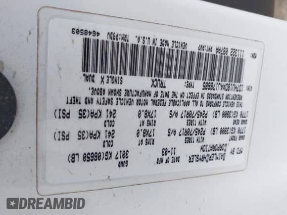 2004 Dodge 1500 SLT with VIN 1D7HU18DX4J178685, listed as a IAAI auction lot 43225686 with 216,819 mi miles and . Bid and sale history available at DreamBid. Image 9.