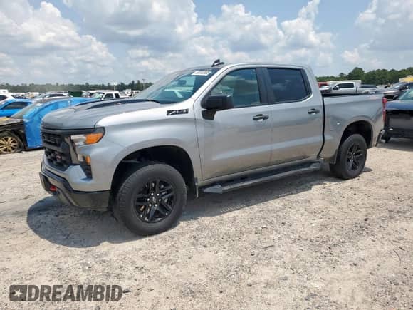 2024 Chevrolet Silverado 1500 Custom Trail Boss z VIN 3GCUDCE88RG346358, wystawiony jako Copart lot #68303935 z przebiegiem Nie podano mil oraz Szkoda całkowita • Salvage title. Historia ofert i sprzedaży dostępna na DreamBid. Obrazek 1.