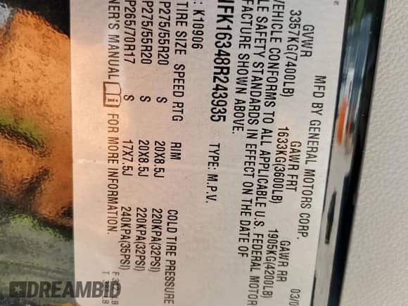 2008 Chevrolet Suburban LTZ с VIN 1GNFK16348R243935, выставлен на аукционе Copart как лот 70821505 с пробегом 169 190 миль миль и Чистый • Clean title. История ставок и продаж доступна на DreamBid. Изображение 13.