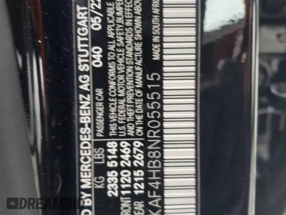 2022 Mercedes-Benz C 300 с VIN W1KAF4HB8NR055515, выставлен на аукционе Copart как лот 61535825 с пробегом 12 852 миль миль и Списание • Salvage title. История ставок и продаж доступна на DreamBid. Изображение 12.