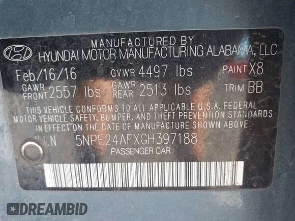 2016 Hyundai Sonata SE с VIN 5NPE24AFXGH397188, выставлен на аукционе IAAI как лот 43372731 с пробегом 119 197 миль миль и . История ставок и продаж доступна на DreamBid. Изображение 9.