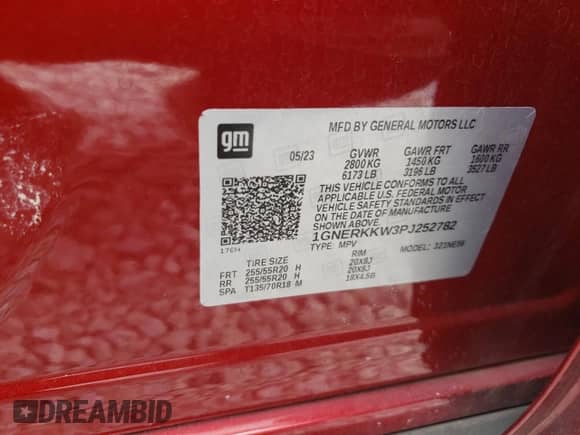 2023 Chevrolet Traverse Premier с VIN 1GNERKKW3PJ252782, выставлен на аукционе Copart как лот 69225725 с пробегом 30 866 миль миль и Списание • Salvage title. История ставок и продаж доступна на DreamBid. Изображение 14.