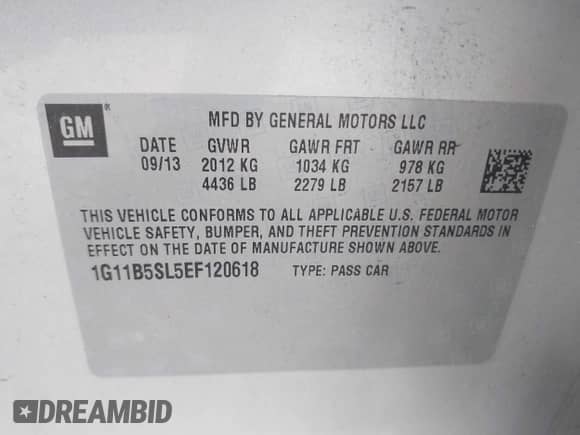 2014 Chevrolet Malibu LS с VIN 1G11B5SL5EF120618, выставлен на аукционе IAAI как лот 43233274 с пробегом 104 346 миль миль и . История ставок и продаж доступна на DreamBid. Изображение 9.