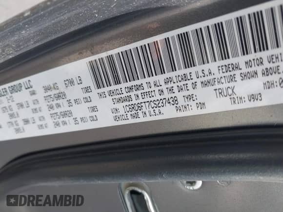 2012 Ram 1500 Express с VIN 1C6RD6FT7CS237438, выставлен на аукционе IAAI как лот 43402526 с пробегом 170 081 миль миль и . История ставок и продаж доступна на DreamBid. Изображение 9.