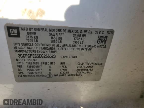 2014 Chevrolet Silverado 1500 Work Truck z VIN 3GCPCPEC5EG266523, wystawiony jako Copart lot #88495065 z przebiegiem 304 613 mil mil oraz Szkoda całkowita • Salvage title. Historia ofert i sprzedaży dostępna na DreamBid. Obrazek 12.